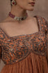 Peplum top with opada silk yoke in copper colour with tissue flare